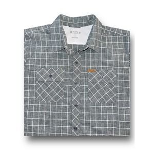 Orvis Men’s Grey Plaid Woven Tech Vented Shirt Size‎ - Large